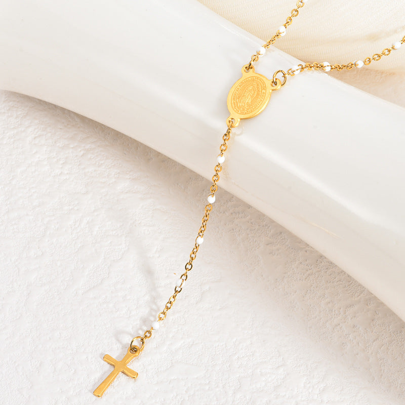 18K Gold Plated Stainless Steel Cross Pendant Necklace Vintage Unisex Jewelry