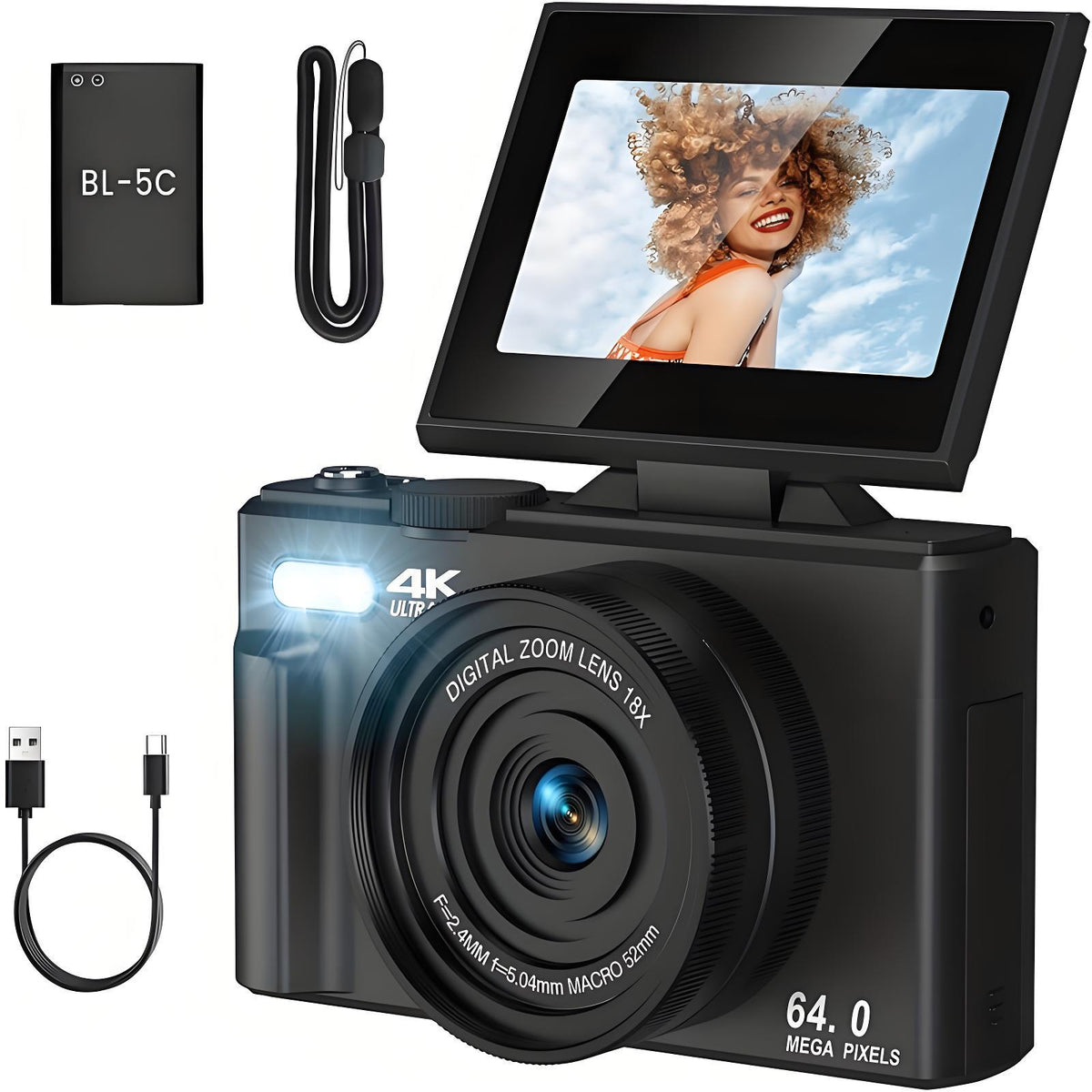 Entry Level Digital Camera with Rotating Screen