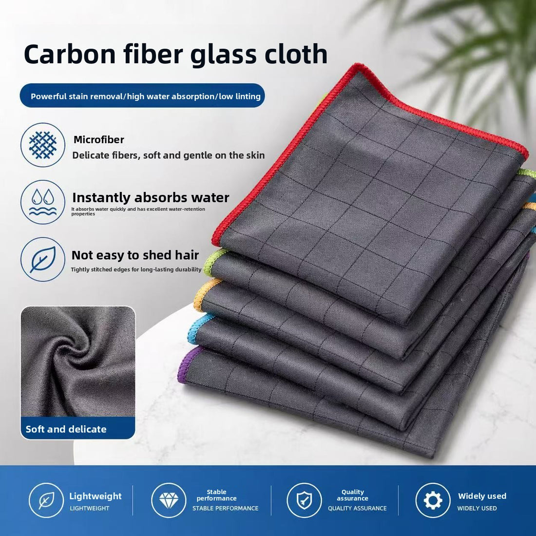 Thickened Microfiber Cleaning Cloth Absorbent Quick Dry Lint Free Towel for Household Glass Metal Mirror