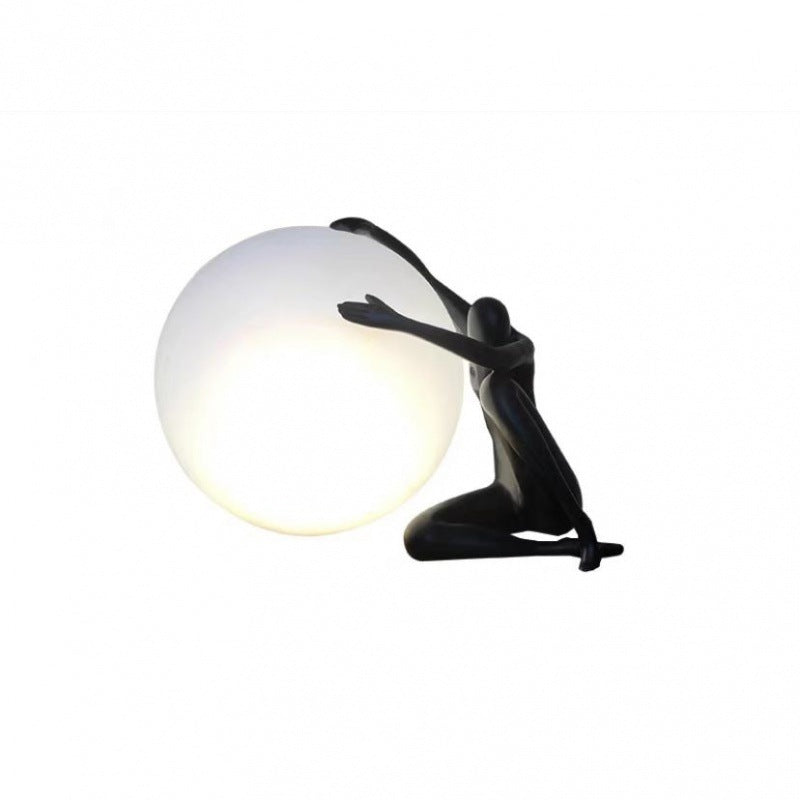 Nordic Resin Humanoid Sculpture Table Lamp Creative Portrait Decorative Night Light for Bedroom Living Room