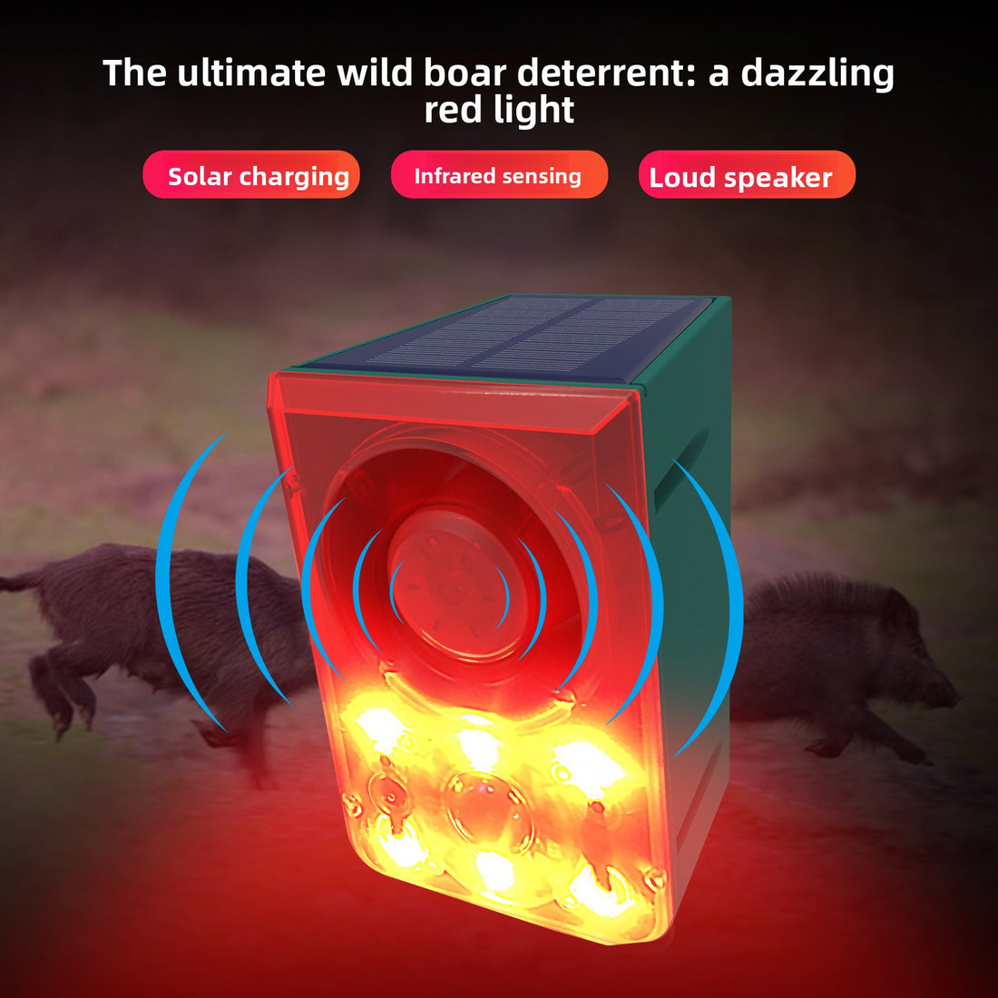 Solar-Powered Ultrasonic Animal Repeller with Flashing Light and Dog Barking Sound