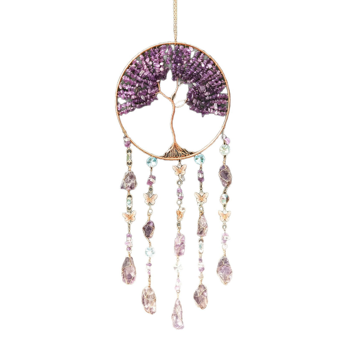 Natural agate crystal wind chime pendant
