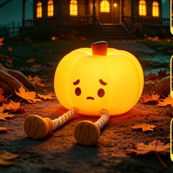 Halloween Pumpkin Silicone Night Light with Touch Control