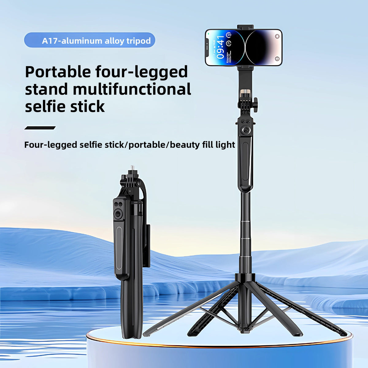Bluetooth Remote Control Selfie Stick Tripod with Anti-Shake