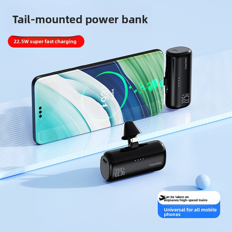 5000mAh Compact Portable Power Bank with Hidden Dual Connectors Fast Charging