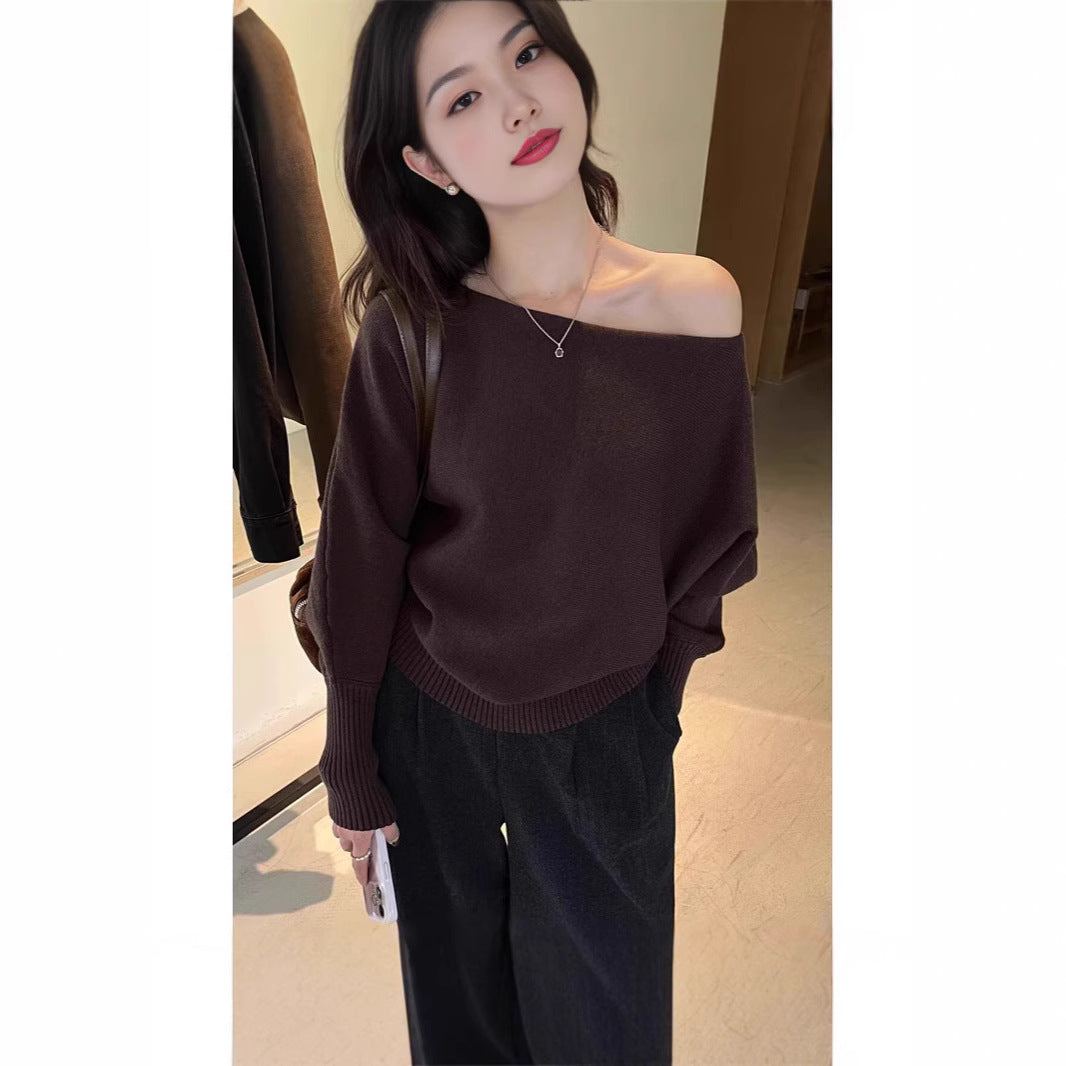Off-Shoulder Knit Sweater for Women