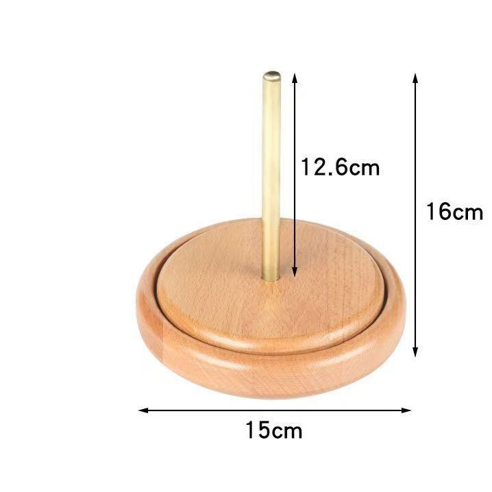 Double-Axis Rotating Wooden Desktop Spool Rack Removable Wire Storage Organizer