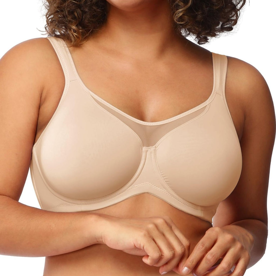 Women's Plus Size Full Cup Underwire Bra Unlined Breathable T-Shirt Bra with Wide Size Range