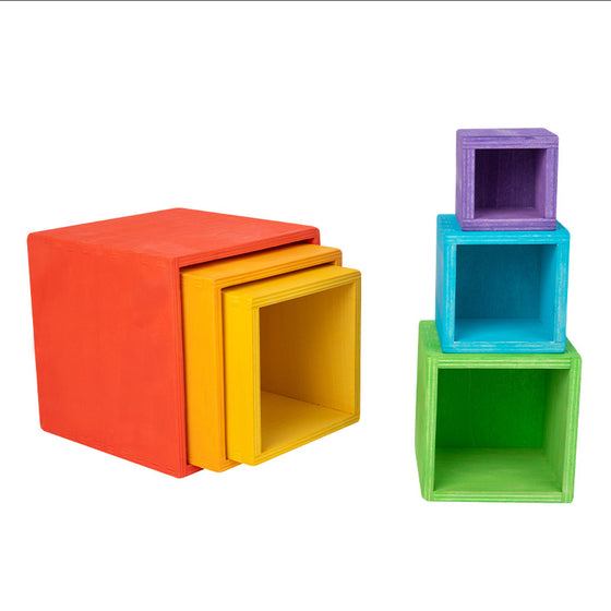 Wooden stacked bowls and cups product image 1