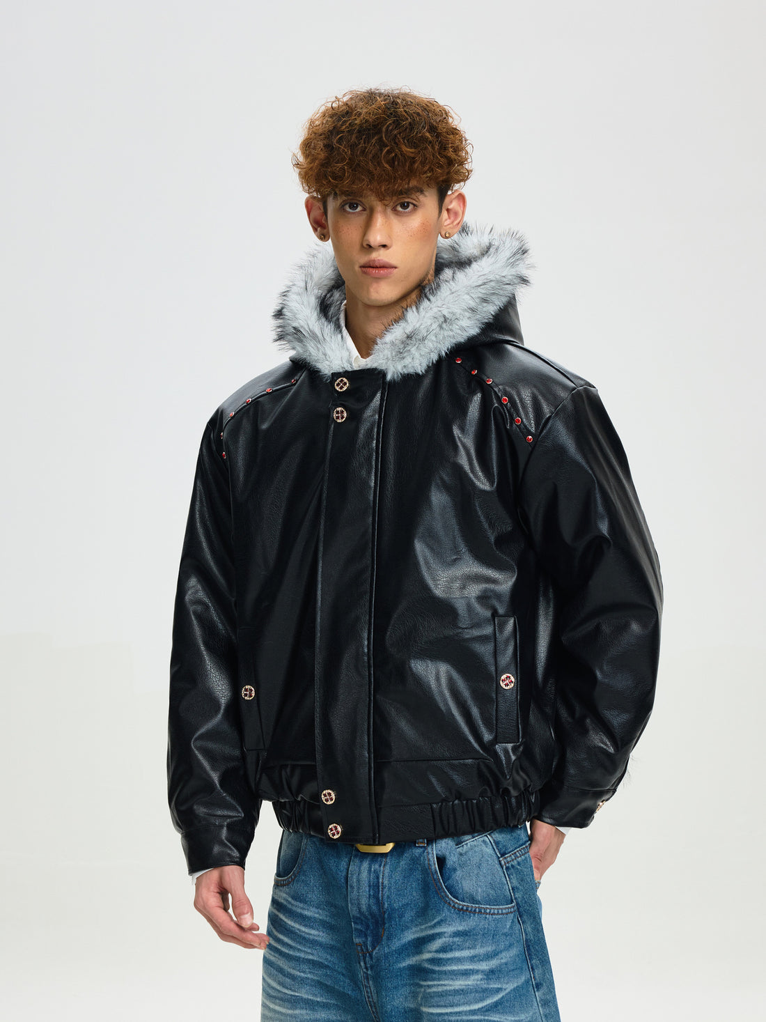 Hooded mountain eagle fur coat