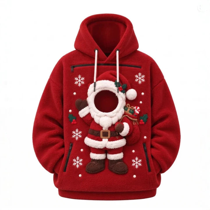 Christmas Cat Pouch Hoodie, Santa Pet Carrier Hoodie, Your Pet Becomes Santa's Face