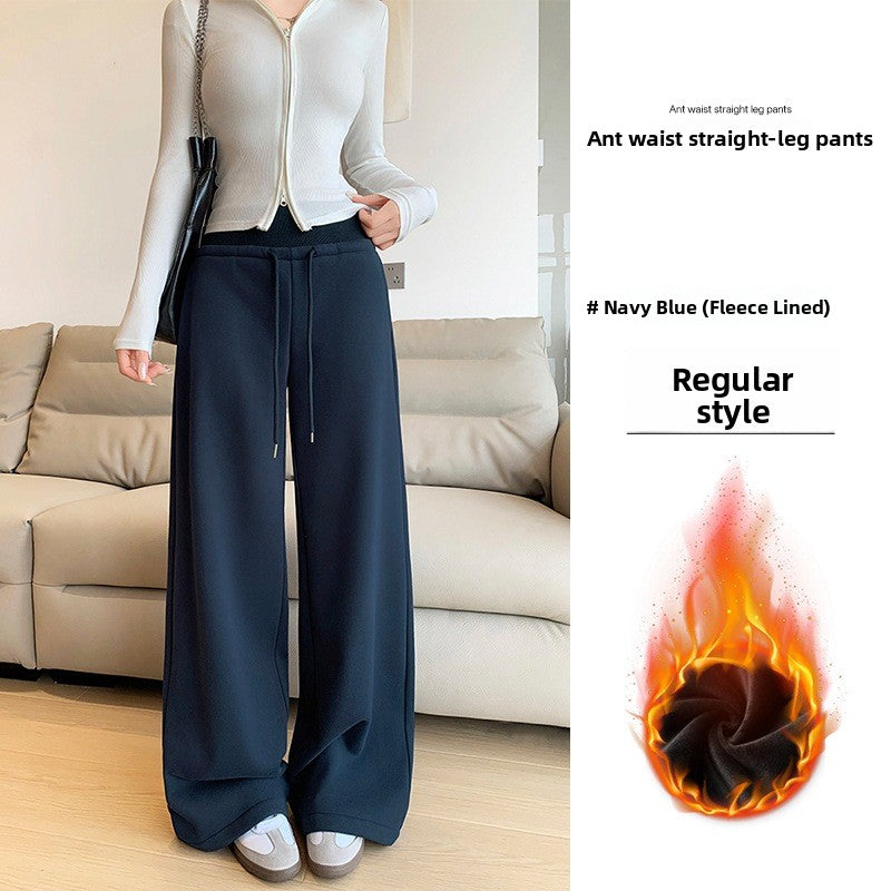 Women's Fleece-Lined High-Waist Straight-Leg Casual Sweatpants