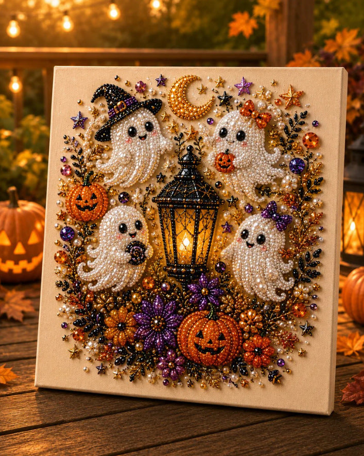 Halloween Black Cat Moon Diamond Art Earrings Set