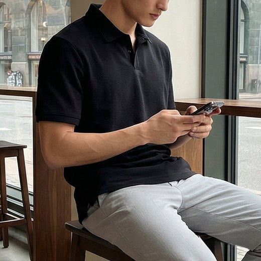 Mens Cotton Blend Short Sleeve Polo Shirt