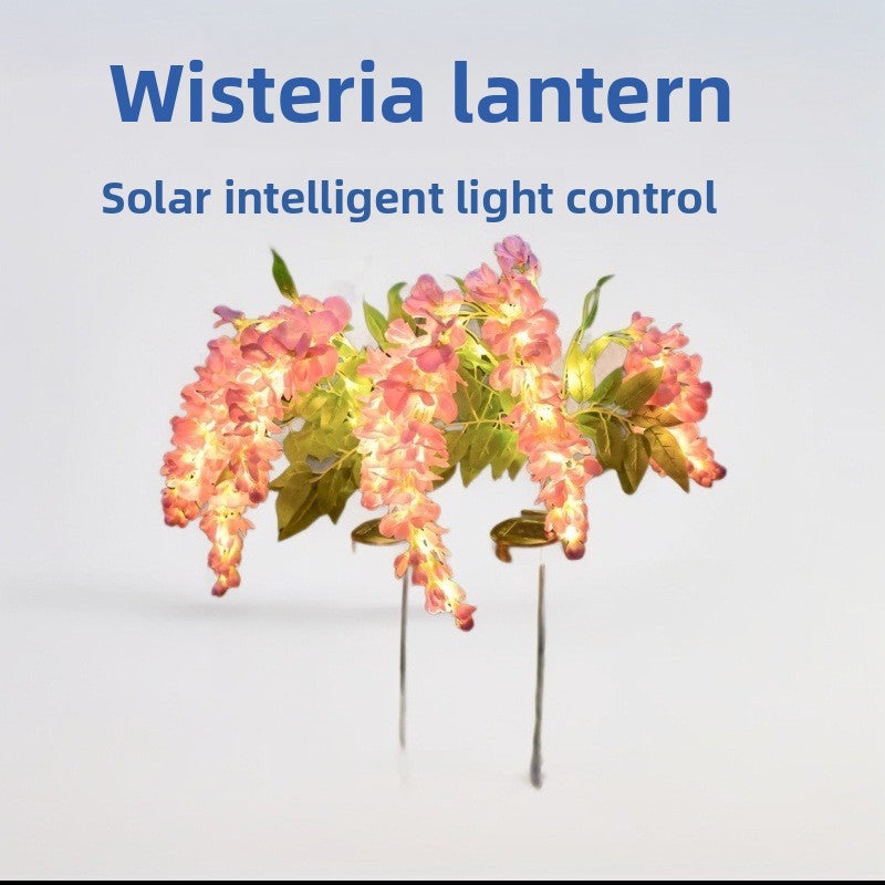 Solar powered wisteria flower garden light