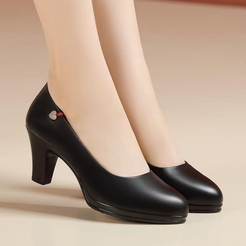 Elegant Pointed Toe Mid-Heel Womens Slip-On Pumps