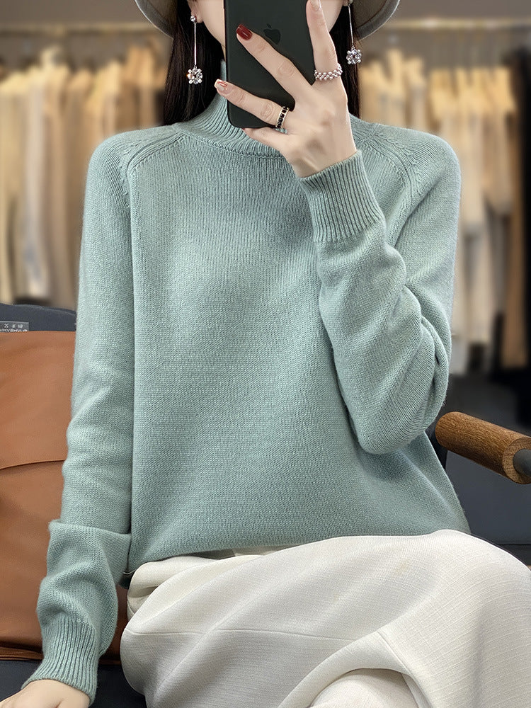 Solid Color Pullover Knit Sweater for Women Long Sleeve Loose Fit Viscose Soft Top