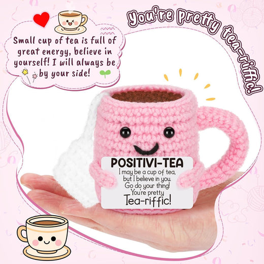 Handmade Crochet Positive Tea Cup Doll Ornament product image 1