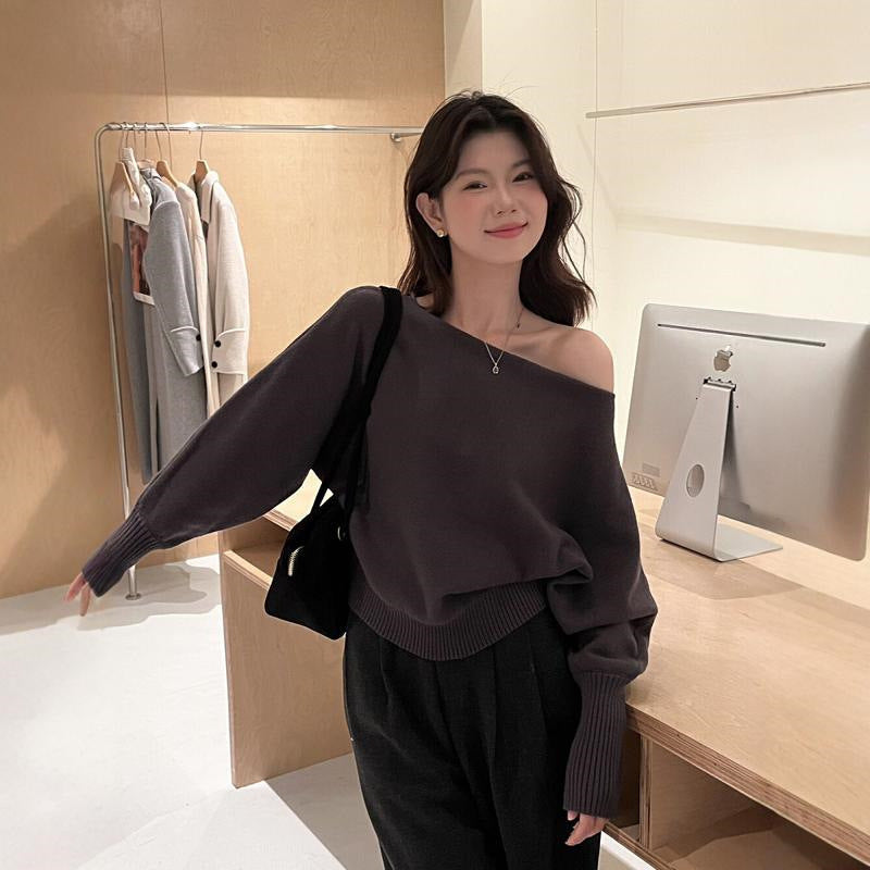 Off-Shoulder Knit Sweater for Women