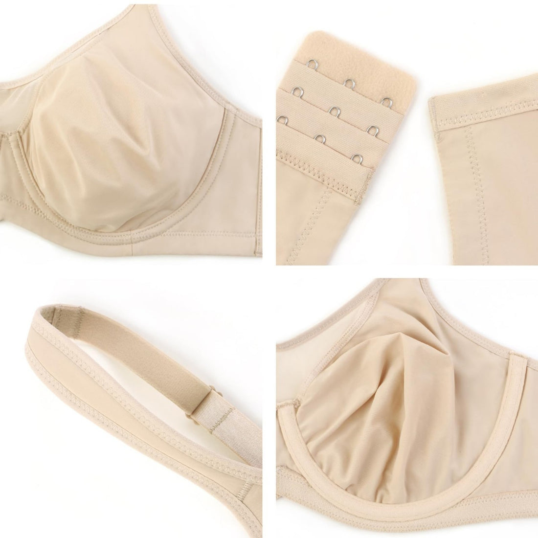 Women's Plus Size Full Cup Underwire Bra Unlined Breathable T-Shirt Bra with Wide Size Range