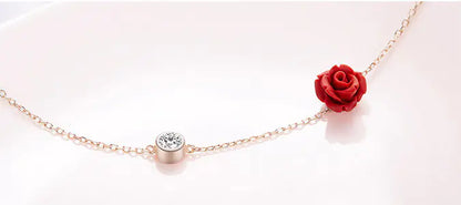 Rose Gold Beach Anklet — Crystal Floral Silver-Tone Anklet - Image 2