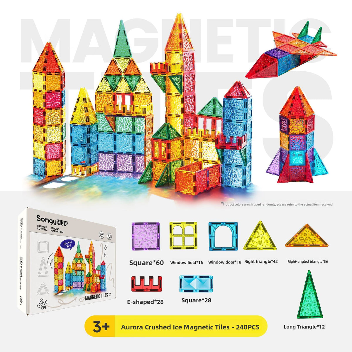 Magnetic Building Blocks Educational Toy Sparkling Crushed Ice Design product image 8