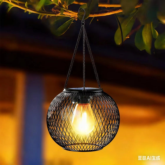 Amazon Solar Iron Lantern Lamp Retro Net Chandelier Outdoor Garden Courtyard Balcony Decorative Ambient Light product image 5