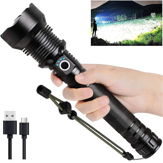 High Power Zoom LED Flashlight USB Rechargeable Outdoor Lighting & Tools product image 1