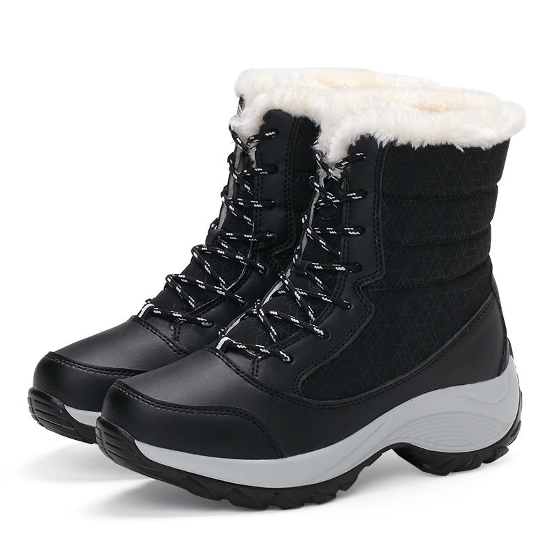 Womens Fleece-Lined High-Top Winter Snow Boots Outdoor Hiking Shoes