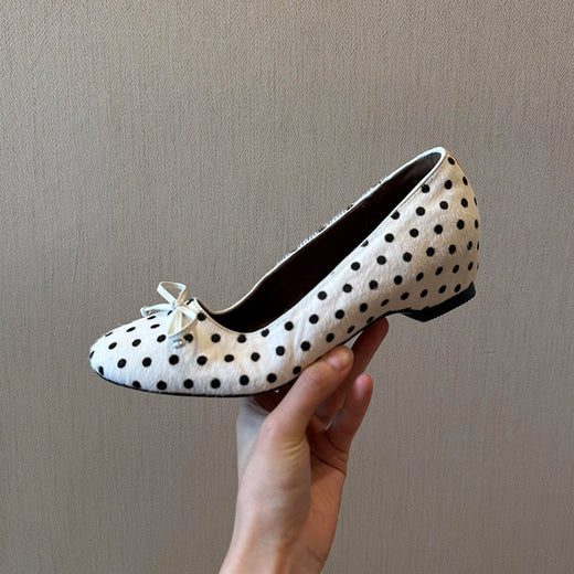 Polka Dot Bow Mary Jane Flat Shoes