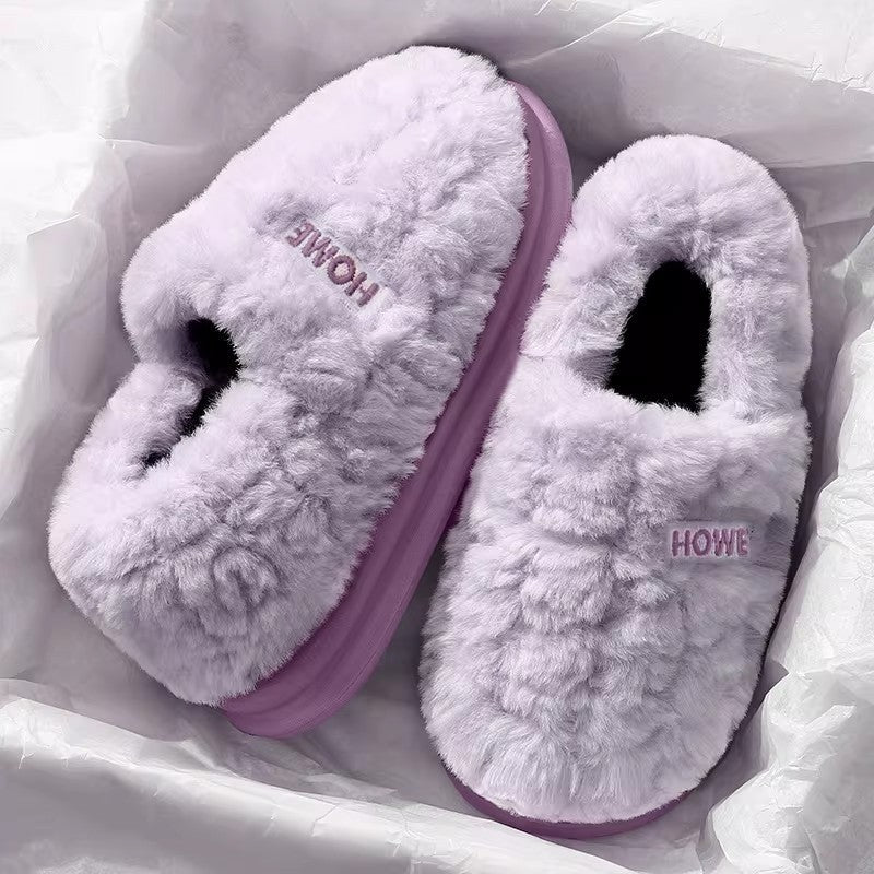 Womens Plush Winter Slippers with Heel Cover