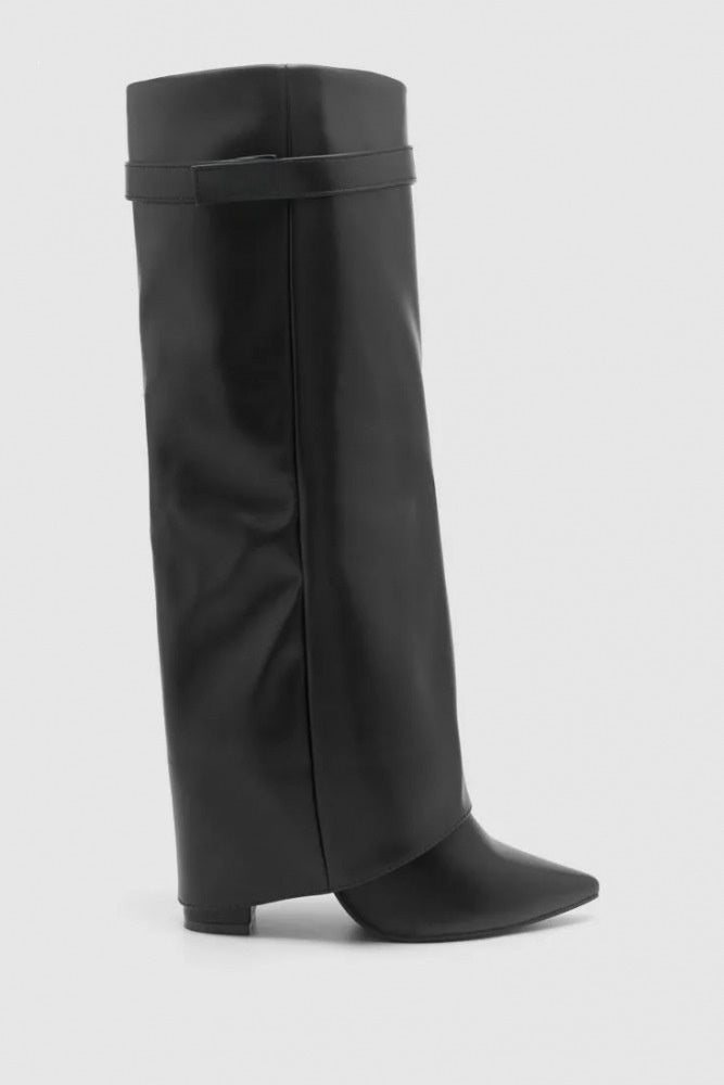 Women's Pointed Toe Chunky Heel Mid-Length Boots