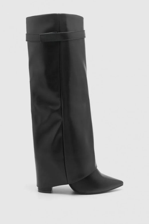 Women's Pointed Toe Chunky Heel Mid-Length Boots