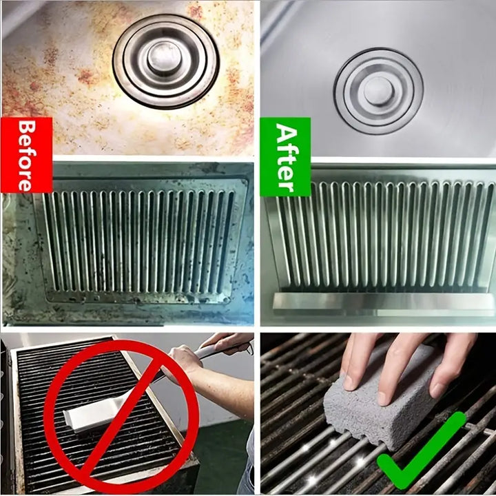 Grill cleaning brick texture close-up