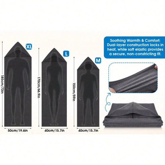 Size chart for the sleep pod: XL 185 x 50 cm, L and M shown