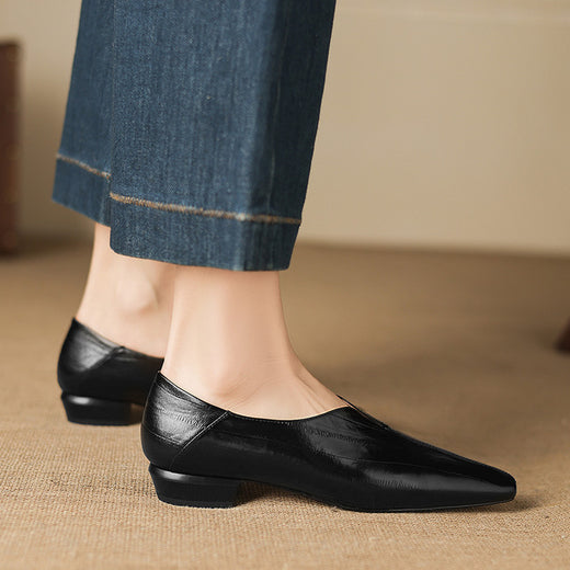 Womens Square Toe Chunky High Heel Slip On Fashion Shoes