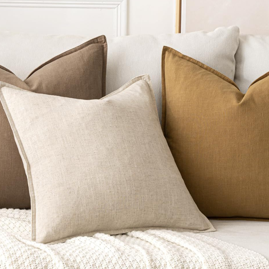 Striped linen blend throw cushion cover