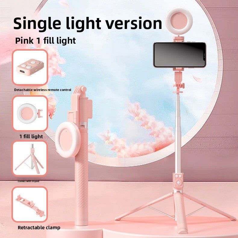 Telescopic Bluetooth Selfie Stick with Tripod and Fill Light