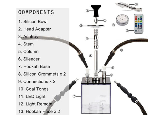 Double Leather Tube Square Spot Cube Acrylic Hookah