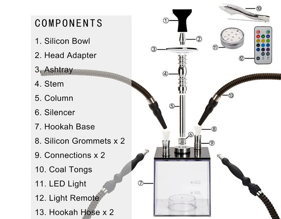 Double Leather Tube Square Spot Cube Acrylic Hookah