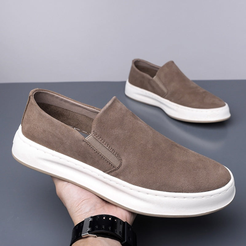 Men Casual Breathable Slip-On Loafers Solid Color Flat Sneakers