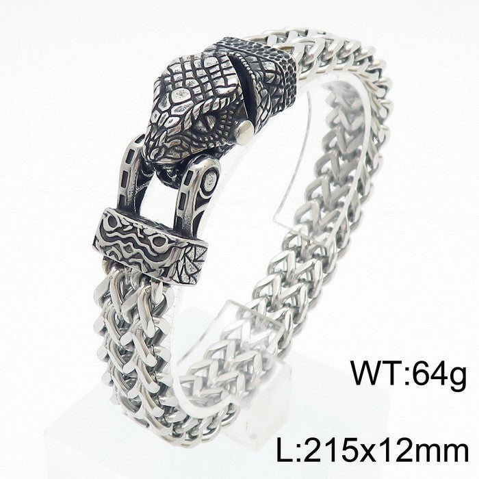 Men's Vintage Snake Head Titanium Steel Punk Bracelet