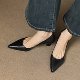 Women Genuine Leather Mid Heel Shoes