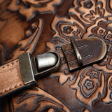 Top-grain leather crossbody bag interior pockets