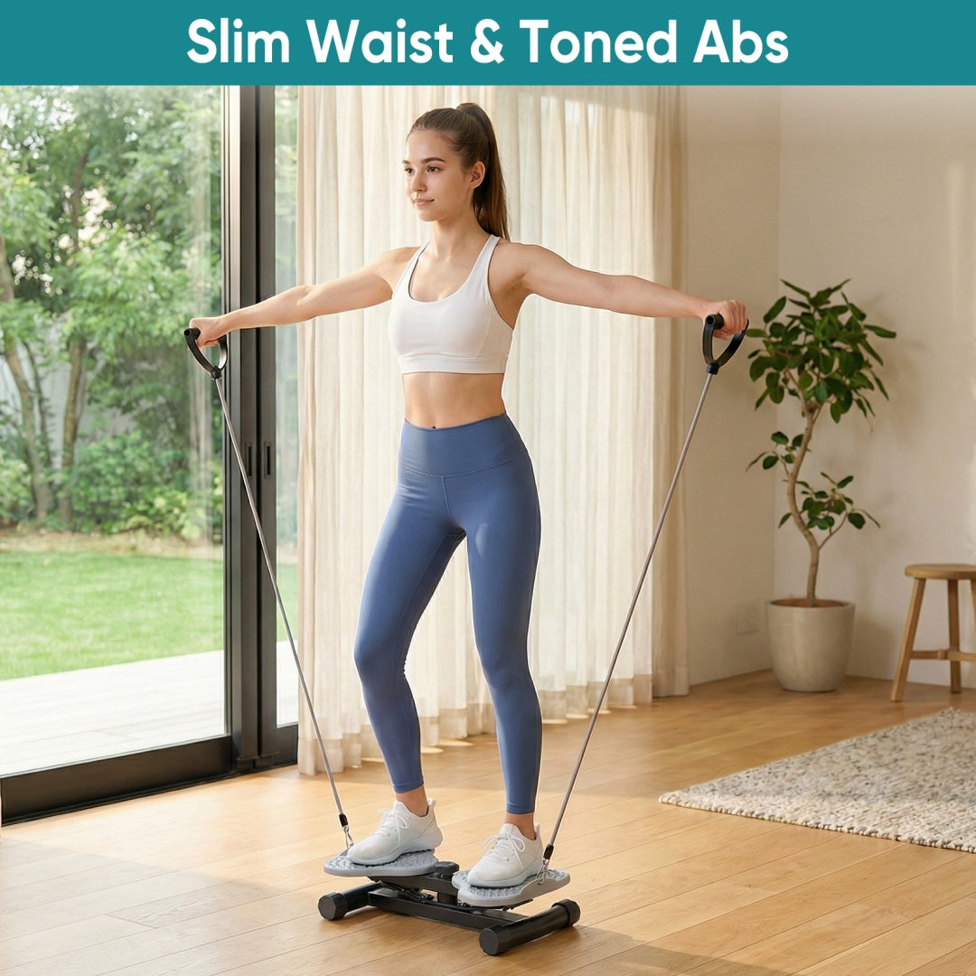 Waist rotation core trainer in use