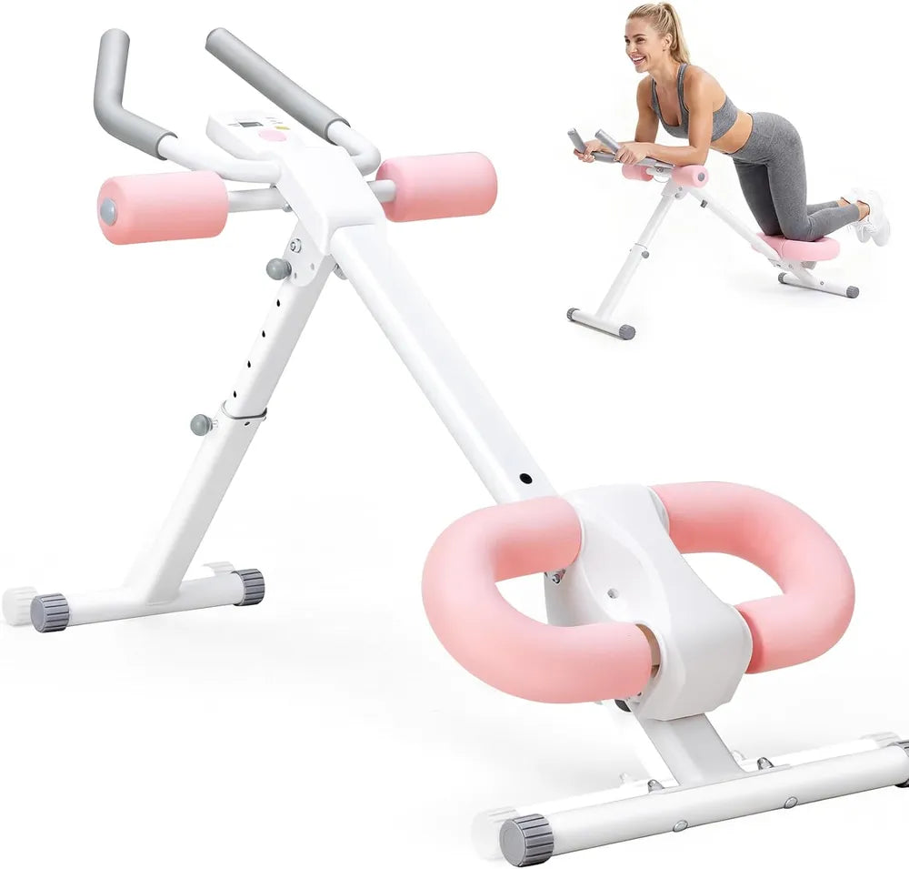 Ab machine height and incline adjustment positions