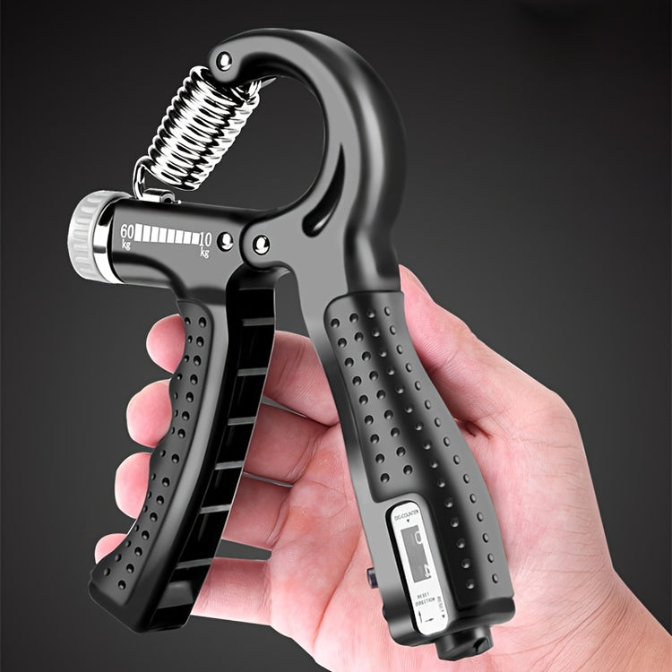 Adjustable hand gripper resistance dial close-up