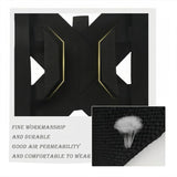 Black posture corrector brace flat lay showing breathable fabric texture