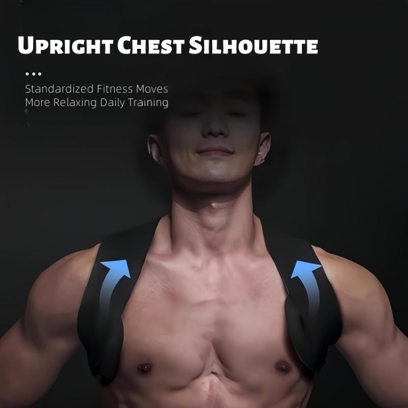 Man wearing the posture corrector brace with an upright chest position
