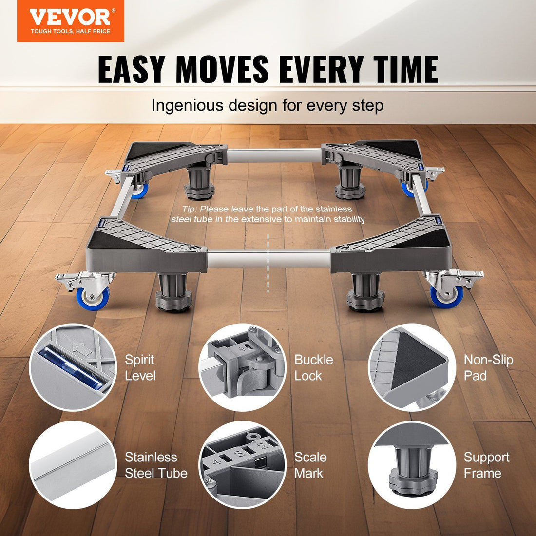 Adjustable Mini Fridge Mobile Stand side angle